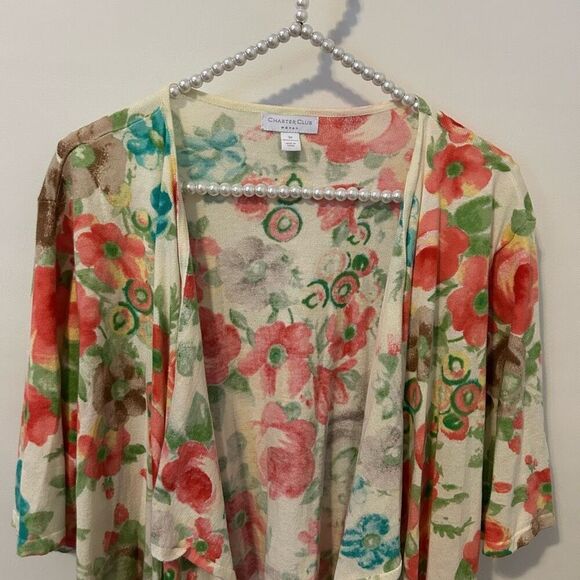 Charter Club cardigan 3X plus Womens Cream Floral Mix Boho fairy summer artsy - Picture 3 of 11